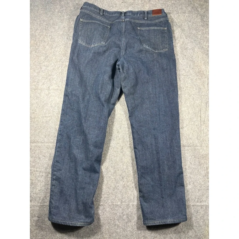 Lands End Mens Traditional Fit Tapered Leg Jeans 42x32 Blue Flannel‎ Lined Denim